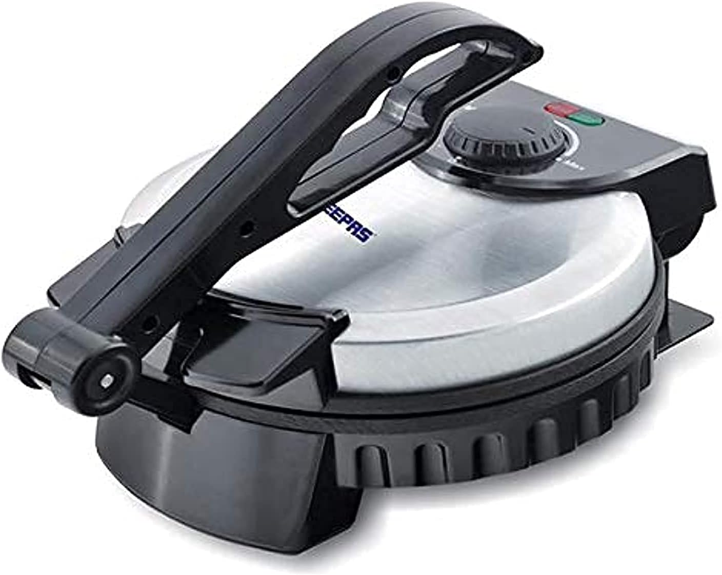 Geepas GCM5429 8" Chapathi Maker - Non-stick Coating with Thermostat Control | Cool Touch Handle with Indicator Lights | Ideal for Making Breads, Chapathi, Roti